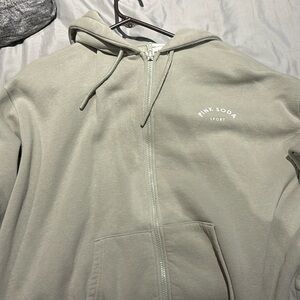 men’s olive/tan zip up hoodie